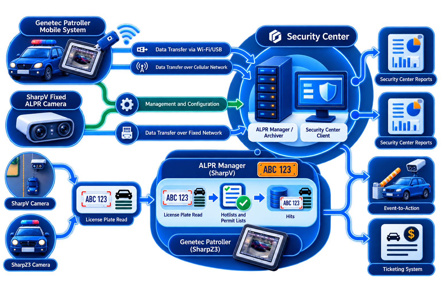 Diagram of the AutoVu license plate recognition system architecture